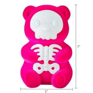 Large Hot Pink Flocked Skeleton Bear,‎ Halloween by Way To Celebrate